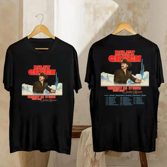 Discover Riley Green Cowboy as It Gets Tour 2026 Double Sided T-Shirt