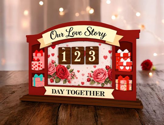 Discover Our Love Story Tracker Sign, Anniversary Dating Counter, Romantic Valentine Gift Decor,  Custom Couple Gift, Valentine Gift for Couples