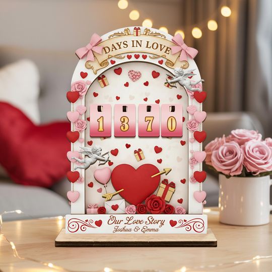 Discover Personalized Days in Love Tracker, Anniversary Gift for Boyfriend, Custom Couple Sign, Valentine's Day Decor, Relationship Counter Gift