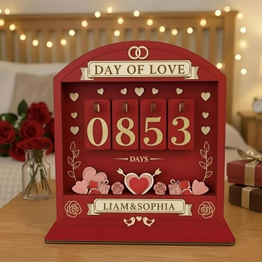 Discover Personalized Days in Love Tracker, Anniversary Gift for Boyfriend, Custom Couple Sign, Valentine's Day Decor, Relationship Counter Gift