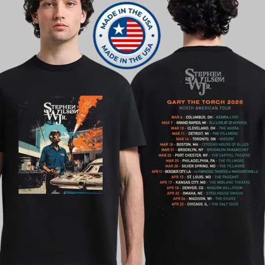 Discover Stephen Wilson Jr Gary the Torch 2026 Tour Schedule Dates T-Shirt