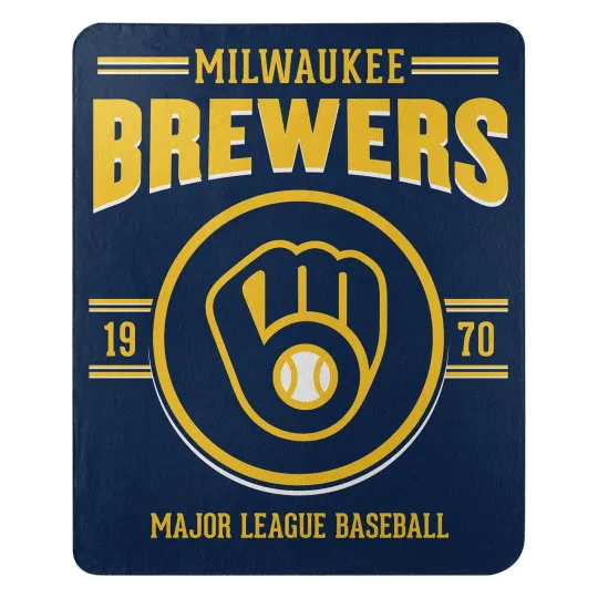 Milwaukee Brewers 50" by 60" Rolled Fleece Blanket Southpaw Design