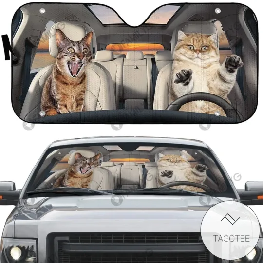 Discover Cat Car Sun Shade Crazy Funny Chubby Cat Windshield Sun Shade