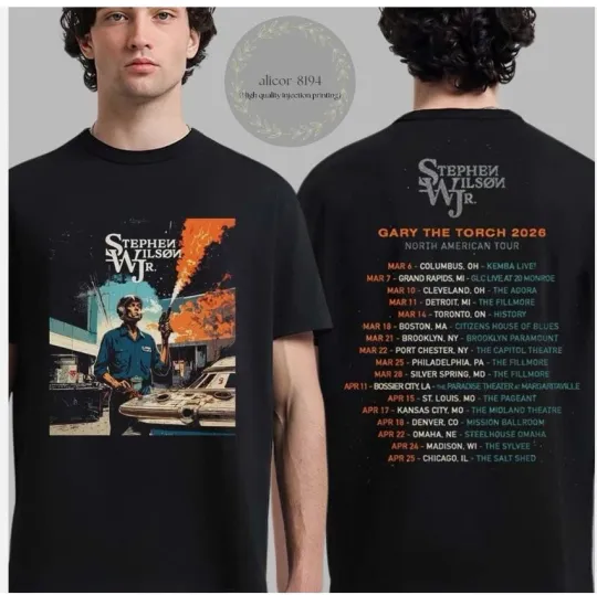 Discover Stephen Wilson Jr Gary The Torch 2026 Tour Schedule Dates Two Sided T-Shirt