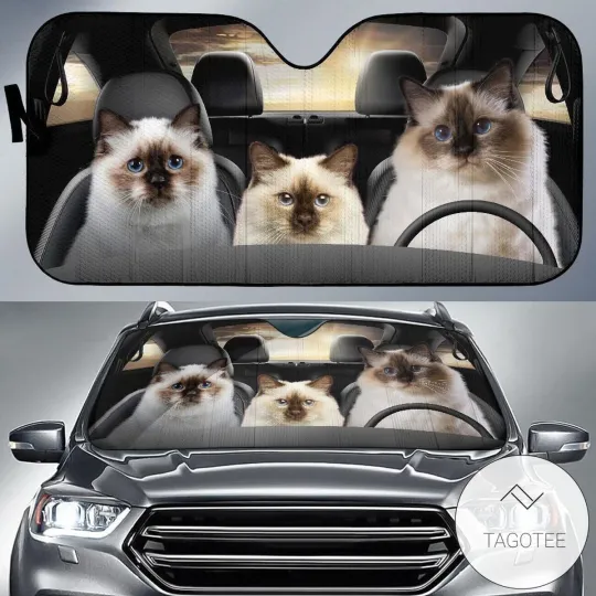 Discover Cat Car Sun Shade Three Birman Cat Cat Lover Windshield Sun Shade
