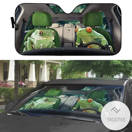 Discover Personalized Frog Car Sun Shade Two Frog In The Car Windshield Sun Shade