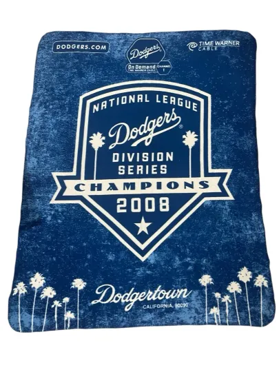 Discover 2008 Los Angeles Dodgers Champions Blue Fleece Throw Blanket 66” x 50” Palms