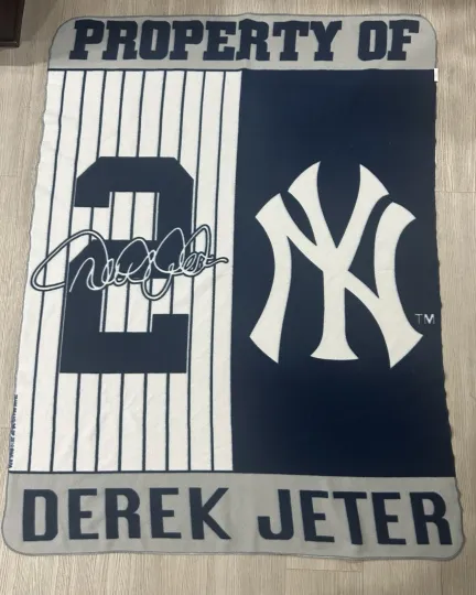 Discover Vintage Property of Derek Jeter New York Yankees fleece throw blanket 60 x 46
