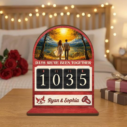 Discover Personalized Days in Love Tracker, Anniversary Gift for Boyfriend, Custom Couple Sign, Valentine Relationship Counter, Valentine's Day Decor