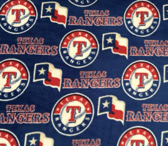 Discover Texas Rangers All Over Licensed Fleece Fabric 58" Wide Sold By The Yard NEW MLB