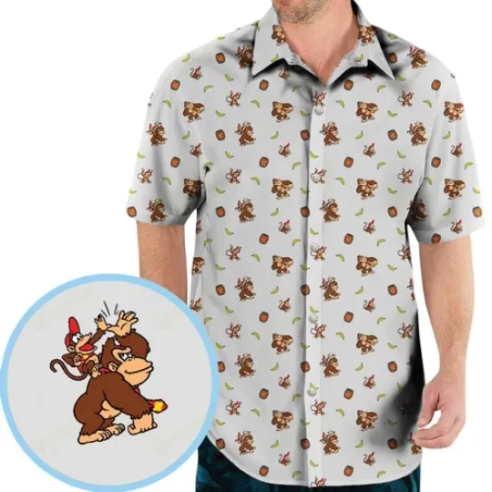 Nintendo Donkey Kong Characters Pattern Hawaiian Shirt
