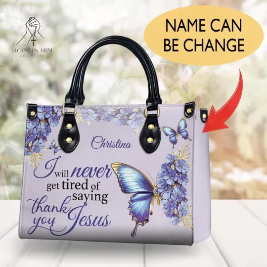 Discover Personalized Thank You Jesus Leather Handbag for Christian Religious Gift