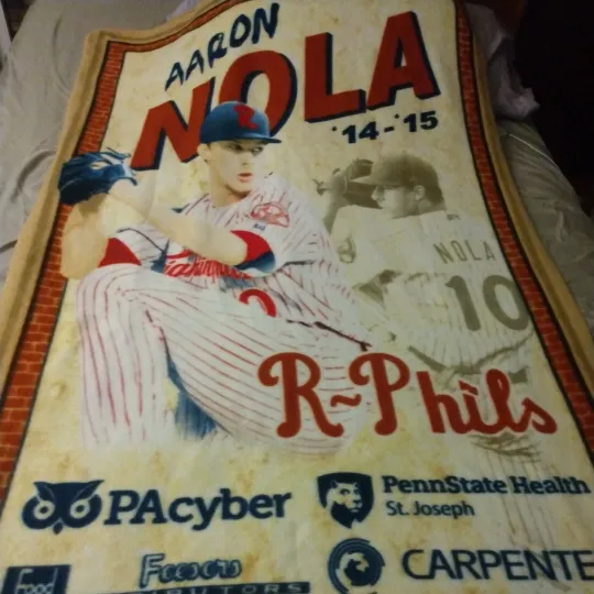 Phillies Aaron Nolan Fleece 60" long 38" wide Throw Blanket or hang up