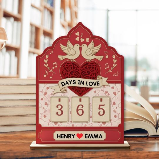 Discover Personalized Days in Love Tracker Sign, Custom Couple Anniversary Counter Sign, Valentine Gift for Couples, Girlfriend, Boyfriend