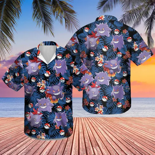 Discover Gengar Ghost Hawaiian Shirt for Men