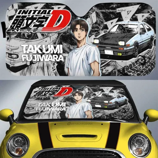 Discover Takumi Fujiwara Car Sunshade Custom Initial D Anime Car Accessories
