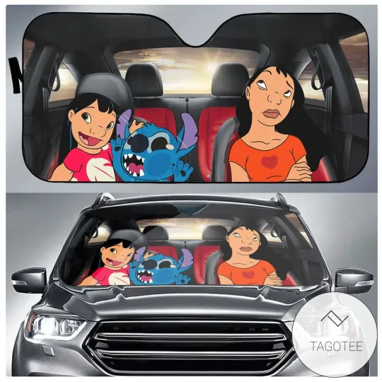 Discover Disney Car Sun Shade Funny Stitch Family Windshield Sun Shade