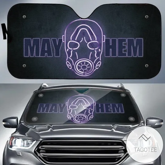 Borderlands Car Sun Shade Mask Mayhem Neon Light Windshield Sun Shade