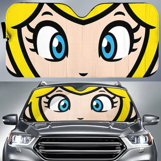 Super Mario Princess Peach Face Car Sun Shade Super Mario Video Game Car Sun