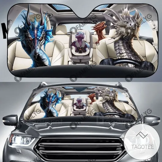 Discover Dragon Car Sun Shade Dragon Family Driving Windshield Sun Shade
