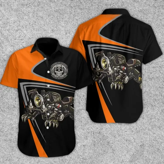 Discover Iron Motorcycle Hawaiian Shirt Summer Button Up