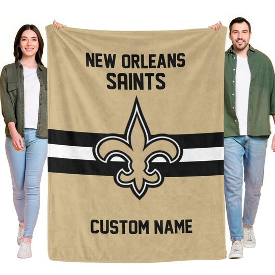 Personalized New Orleans Saints Fleece Blanket, Football Fan Gift