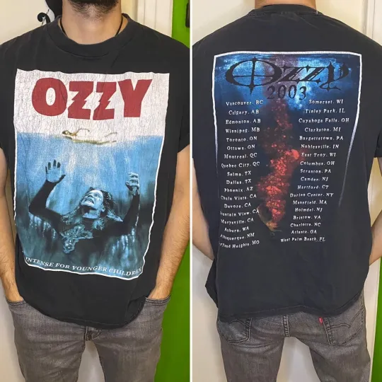 Discover Ozzy Osbourne 2003 Tour Double Sided Black T-Shirt