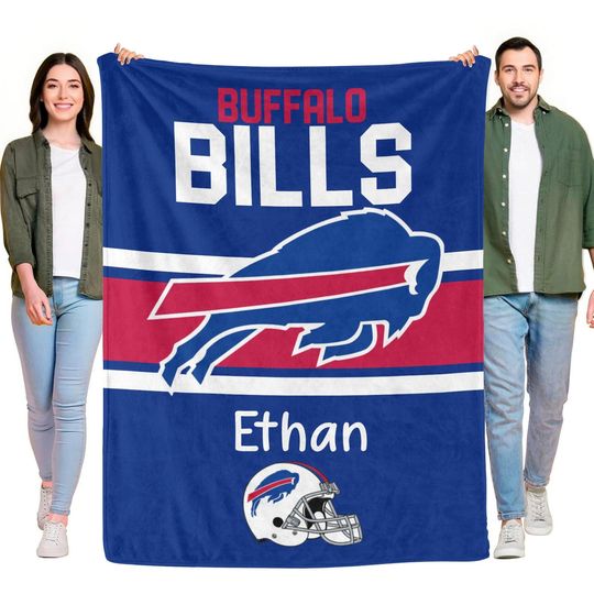 Personalized Buffalo Bills Fleece Blanket, Football Fan Gift