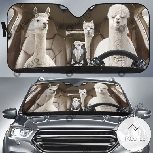 Discover Personalized Alpaca Car Sun Shade Alpaca Family Driving Windshield Sun Shade