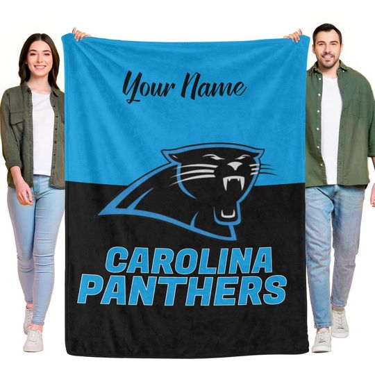Discover Personalized Carolina Panthers Football Blanket,Custom Name,Football Season Throw,Fan Gift