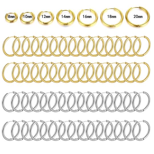 Discover 10/20Pcs Minimalist 316L Stainless Steel Small Hoop Earrings For Women Man Classic Round Earrings Fashion Ear Piercing Jewelry
