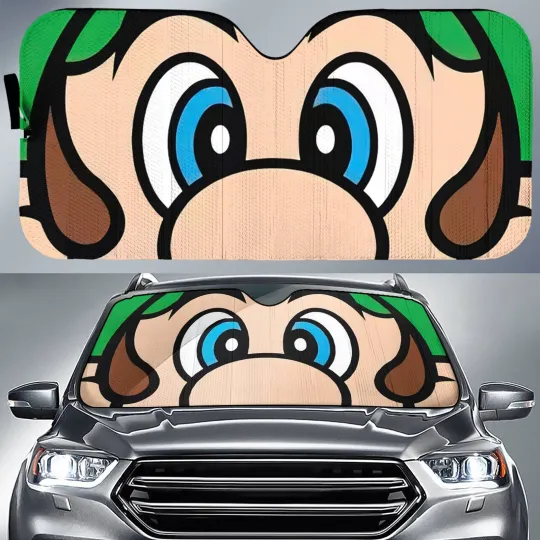 Super Mario Luigi Face Car Sun Shade Super Mario Video Game Car Sun Shade Car