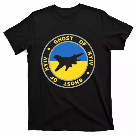 Discover Ukraine Ghost Of Kyiv Patch T-Shirt Gift Unisex T-Shirt Size S to 5XL