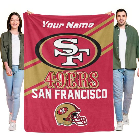Personalized San Francisco 49ers Fleece Blanket, Football Fan Gift