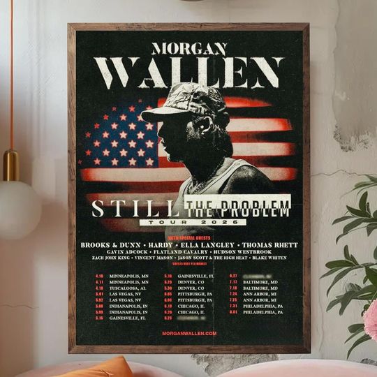 Wallen Western Still The Problem Tour 2026 Poster, Country Music Concert Wall Art
