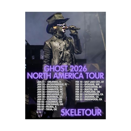 Discover Ghost 2026 North America Tour Poster - Skeletour 1824 Concert Art Print | Limited Fan-Made Tour Dates Poster