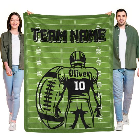 Discover Personalized Football Blanket with Custom Name & Number, Team Gift