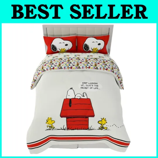 Discover Peanuts Charlie Brown & Snoopy 5 Piece Full Size Bedding Set
