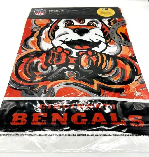 Discover Cincinnati Bengals Suede Garden Flag Two Sided 12.5" X 18" Justin Patten football