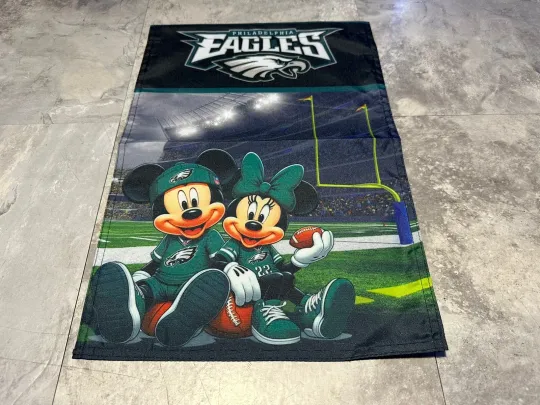 Discover PHILADELPHIA Eagles Mickey & Minnie Sided 11.5" X 17.5" GARDEN FLAG / YARD Flag