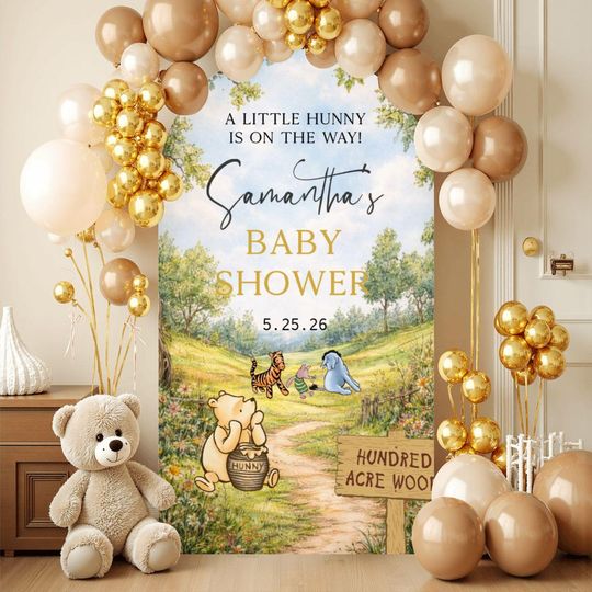 Customizable Winnie the Pooh Arched Background Party Cover