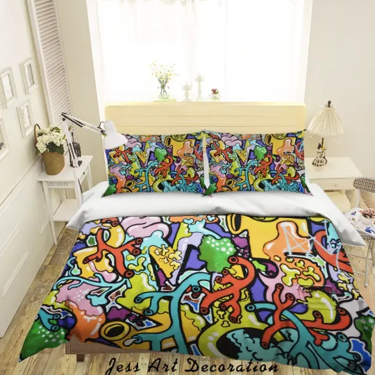 Discover 3D Giraffiti Colorful Quilt Cover Set Bedding Sets Pillowcases 64