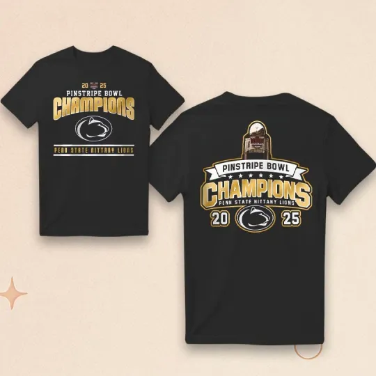 Discover Penn State Pinstripe Bowl Champions 2025 Two Sided T-Shirt