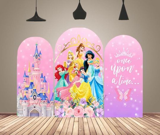 Discover Cartoon Princess Castle Arch Backdrop Cover Baby Shower Girls Birthday Party Backdrop Decor