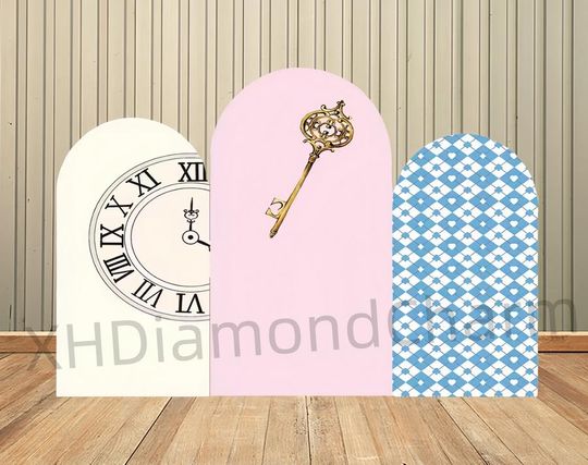 Discover Alice In Wonderland Arch Backdrop Cover Blue Pink Flowers Clock Girls Baby Shower Birthday Party Background Chiara Wall Banner