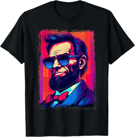 Discover Funny Abe Lincoln Shirt Retro Sunglasses 80s Abraham Lincoln T-Shirt