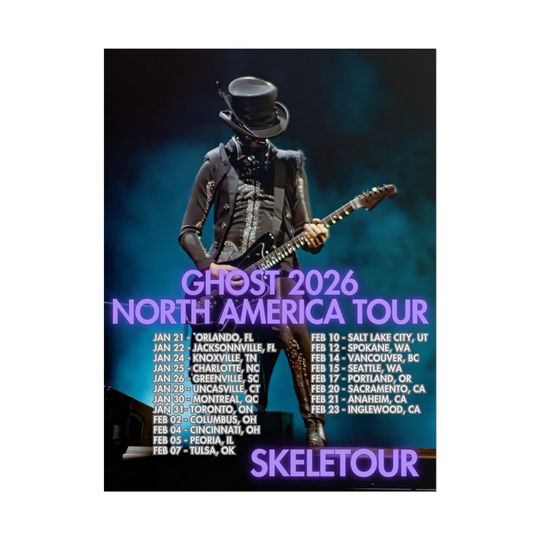 Discover Ghost 2026 North America Tour Poster - Skeletour 1824 Concert Art Print | Limited Fan-Made Tour Dates Poster - 002