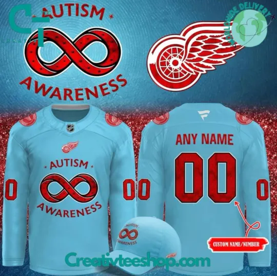 Discover Custom Detroit Red Wing X Autism Awareness Jersey 2025 Hockey Jersey