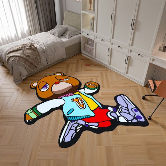 Kanye West Bear Rug, Nursery Area Rug for Kids, Shaped Rug for Nursery Decor