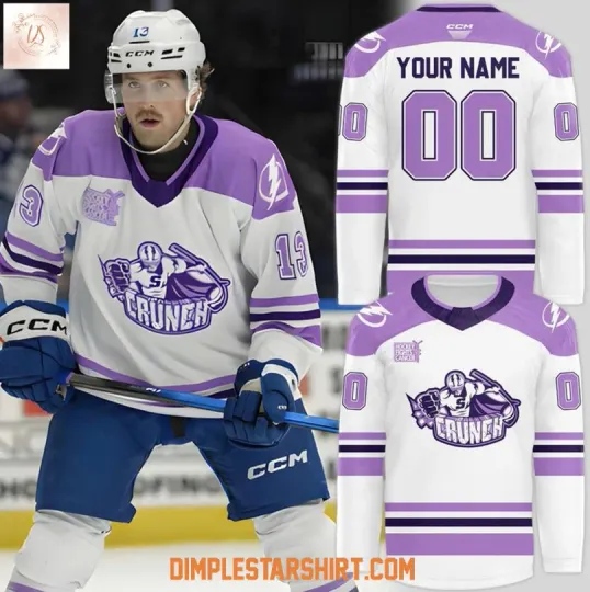 Discover Personalized Syracuse 1Crunch Hockey Fights Cancer 2025 Jersey